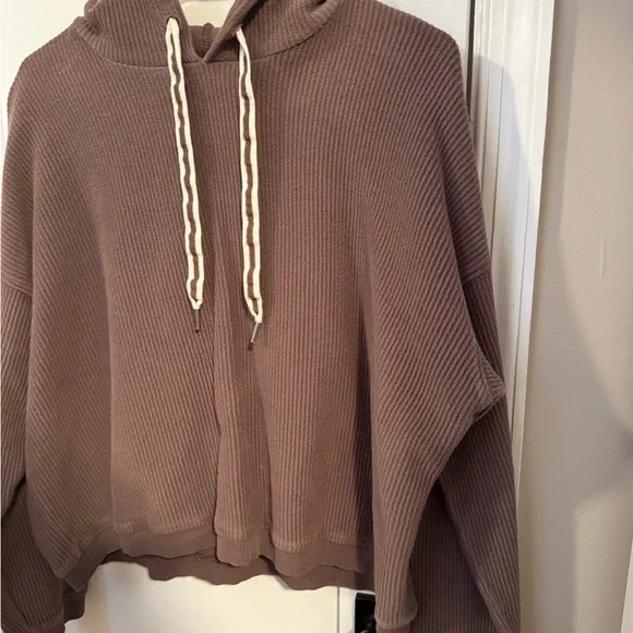 Aerie Chocolate Brown Knit Hoodie - Picture 3 of 4